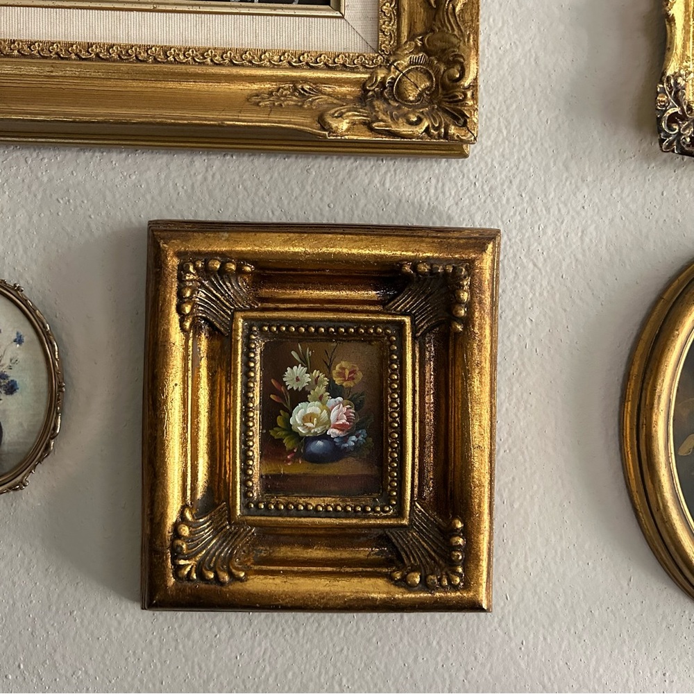 SOLD Vintage framed floral oil painting